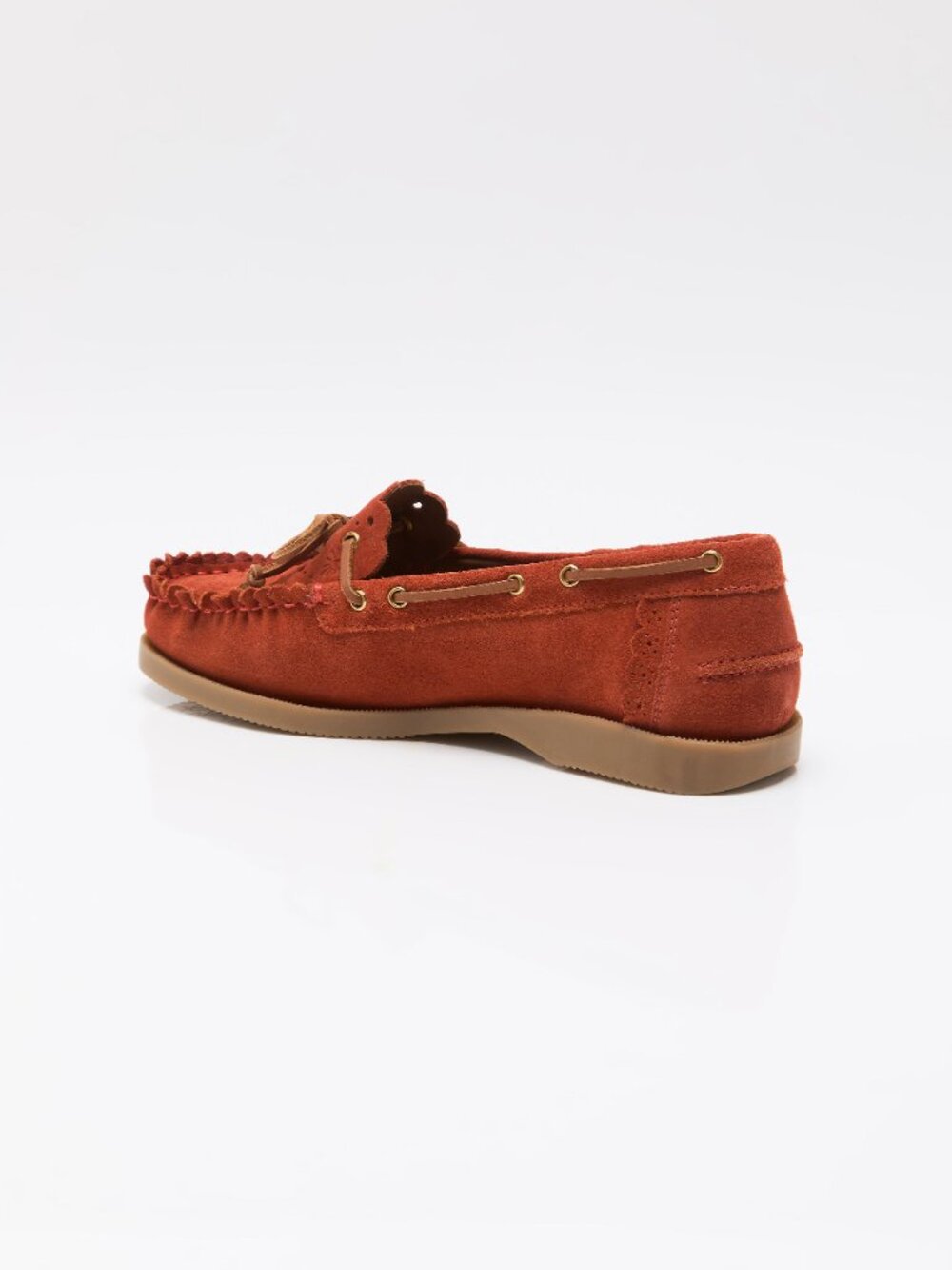FREE PEOPLE Lagoon Cut Out Boat Shoes / Rust Suede - Picture 7 of 12